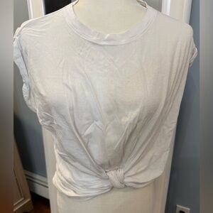 Frame Denim Classic White Knotted Tee